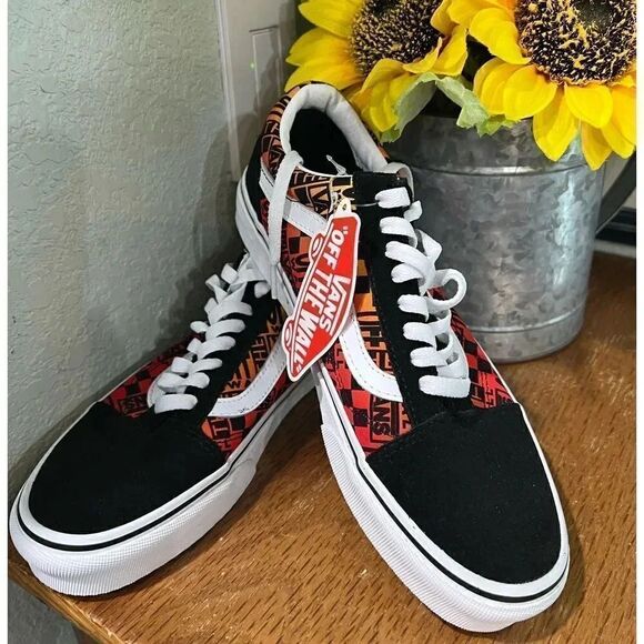 NWT Vans Off The Wall Sneakers Men 7.0 Women 8.5 Black, Orange, Yellow - Picture 8 of 8